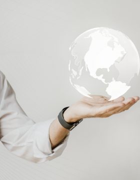 Businessman with the world in his hand